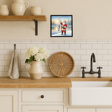 Load image into Gallery viewer, Fishing Santa Claus with Rainbow Trout Christmas Framed Metal Print