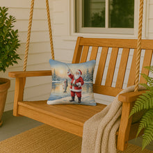 Load image into Gallery viewer, Fishing Santa Claus with Rainbow Trout Christmas Throw Pillow