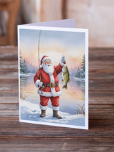 Load image into Gallery viewer, Fishing Santa Claus with Smallmouth Bass Christmas Greeting Cards Pack of 8