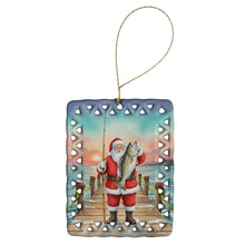 Load image into Gallery viewer, Fishing Santa Claus with Speckled Trout Christmas Porcelain Ornament