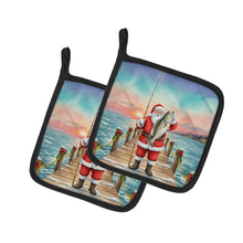 Load image into Gallery viewer, Fishing Santa Claus with Speckled Trout Christmas Pair of Pot Holders