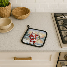 Load image into Gallery viewer, Fishing Santa Claus with Striped Bass Christmas Pair of Pot Holders