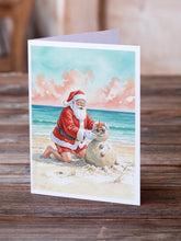 Load image into Gallery viewer, Santa Claus Building a Sand Snowman Christmas Greeting Cards Pack of 8