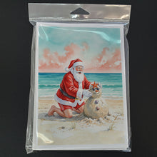Load image into Gallery viewer, Santa Claus Building a Sand Snowman Christmas Greeting Cards Pack of 8