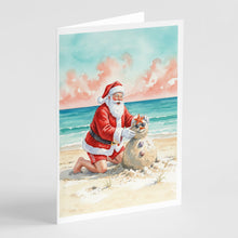 Load image into Gallery viewer, Santa Claus Building a Sand Snowman Christmas Greeting Cards Pack of 8