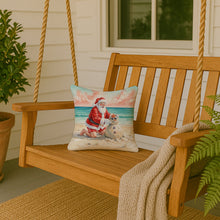 Load image into Gallery viewer, Santa Claus Building a Sand Snowman Christmas Throw Pillow