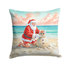 Load image into Gallery viewer, Santa Claus Building a Sand Snowman Christmas Throw Pillow