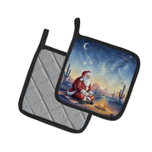 Load image into Gallery viewer, Santa Claus by the Campfire Christmas Pair of Pot Holders