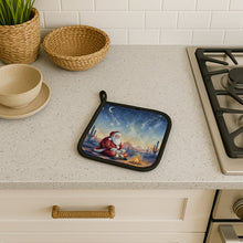 Load image into Gallery viewer, Santa Claus by the Campfire Christmas Pair of Pot Holders