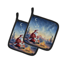 Load image into Gallery viewer, Santa Claus by the Campfire Christmas Pair of Pot Holders