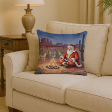 Load image into Gallery viewer, Santa Claus by the Campfire Under the Stars Christmas Throw Pillow