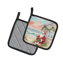 Load image into Gallery viewer, Santa Claus by the Seaside Cottage Christmas Pair of Pot Holders