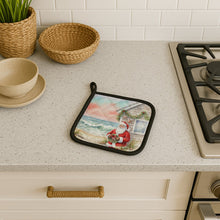 Load image into Gallery viewer, Santa Claus by the Seaside Cottage Christmas Pair of Pot Holders
