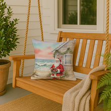 Load image into Gallery viewer, Santa Claus by the Seaside Cottage Christmas Throw Pillow