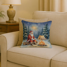 Load image into Gallery viewer, Santa Claus Camping by the Fire Christmas Throw Pillow
