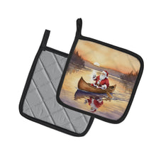 Load image into Gallery viewer, Santa Claus Canoeing at Sunset Christmas Pair of Pot Holders