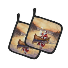 Load image into Gallery viewer, Santa Claus Canoeing at Sunset Christmas Pair of Pot Holders