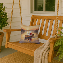 Load image into Gallery viewer, Santa Claus Canoeing at Sunset Christmas Throw Pillow