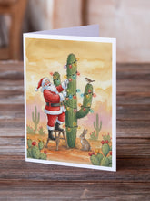 Load image into Gallery viewer, Santa Claus Decorating a Cactus Christmas Greeting Cards Pack of 8