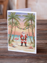 Load image into Gallery viewer, Santa Claus Decorating Palm Tree Christmas Greeting Cards Pack of 8