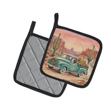Load image into Gallery viewer, Santa Claus Delivering Gifts in an Old Pickup  Christmas Pair of Pot Holders