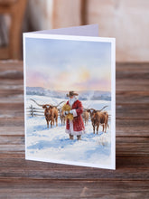 Load image into Gallery viewer, Santa Claus Feeding the Longhorns Christmas Greeting Cards Pack of 8