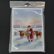 Load image into Gallery viewer, Santa Claus Feeding the Longhorns Christmas Greeting Cards Pack of 8