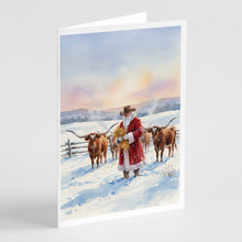 Load image into Gallery viewer, Santa Claus Feeding the Longhorns Christmas Greeting Cards Pack of 8