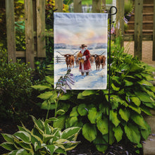 Load image into Gallery viewer, Santa Claus Feeding the Longhorns Christmas Garden Flag