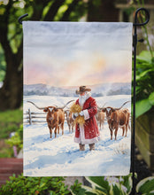 Load image into Gallery viewer, Santa Claus Feeding the Longhorns Christmas Garden Flag