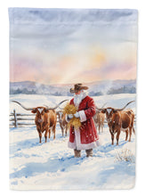Load image into Gallery viewer, Santa Claus Feeding the Longhorns Christmas Garden Flag