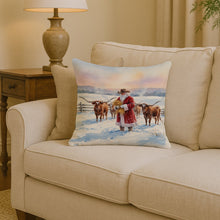 Load image into Gallery viewer, Santa Claus Feeding the Longhorns Christmas Throw Pillow