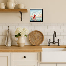 Load image into Gallery viewer, Santa Claus Feeding the Seagulls Christmas Framed Metal Print