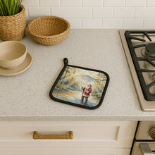 Load image into Gallery viewer, Santa Claus Fly-Fishing at Sunrise Christmas Pair of Pot Holders