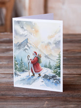 Load image into Gallery viewer, Santa Claus Hiking in the Mountains Christmas Greeting Cards Pack of 8