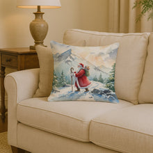 Load image into Gallery viewer, Santa Claus Hiking in the Mountains Christmas Throw Pillow