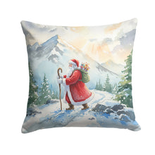 Load image into Gallery viewer, Santa Claus Hiking in the Mountains Christmas Throw Pillow