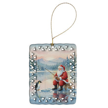 Load image into Gallery viewer, Santa Claus Ice Fishing on the Lake Christmas Porcelain Ornament