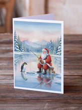 Load image into Gallery viewer, Santa Claus Ice Fishing on the Lake Christmas Greeting Cards Pack of 8