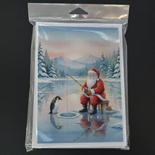 Load image into Gallery viewer, Santa Claus Ice Fishing on the Lake Christmas Greeting Cards Pack of 8