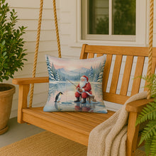 Load image into Gallery viewer, Santa Claus Ice Fishing on the Lake Christmas Throw Pillow