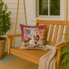 Load image into Gallery viewer, Santa Claus in the Barn with Animals Christmas Throw Pillow