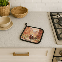 Load image into Gallery viewer, Santa Claus in the Desert Canyon Christmas Pair of Pot Holders