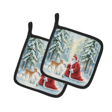 Load image into Gallery viewer, Santa Claus in the Forest with Wildlife Christmas Pair of Pot Holders