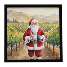 Load image into Gallery viewer, Santa Claus in the Vineyard Christmas Framed Metal Print