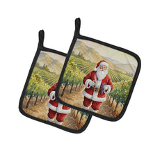Load image into Gallery viewer, Santa Claus in the Vineyard Christmas Pair of Pot Holders