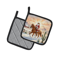 Load image into Gallery viewer, Santa Claus on Horseback at the Ranch Christmas Pair of Pot Holders