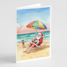 Load image into Gallery viewer, Santa Claus on the Beach Christmas Greeting Cards Pack of 8
