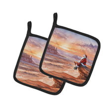 Load image into Gallery viewer, Santa Claus on the Red Rocks Christmas Pair of Pot Holders