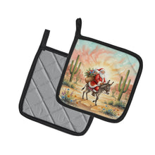 Load image into Gallery viewer, Santa Claus Riding a Burro Christmas Pair of Pot Holders